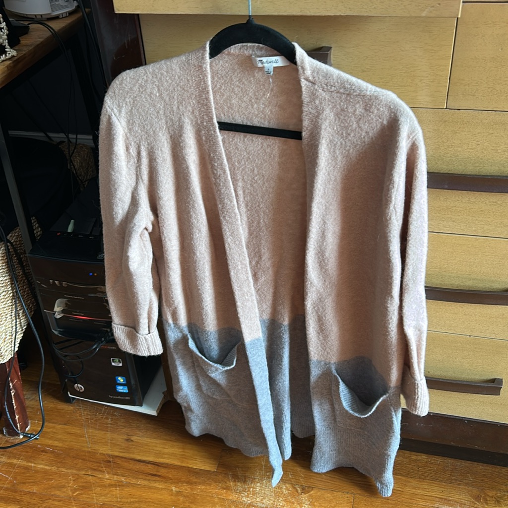 Madewell Two-Tone Beige And Gray Cardigan Size Small Oversized.